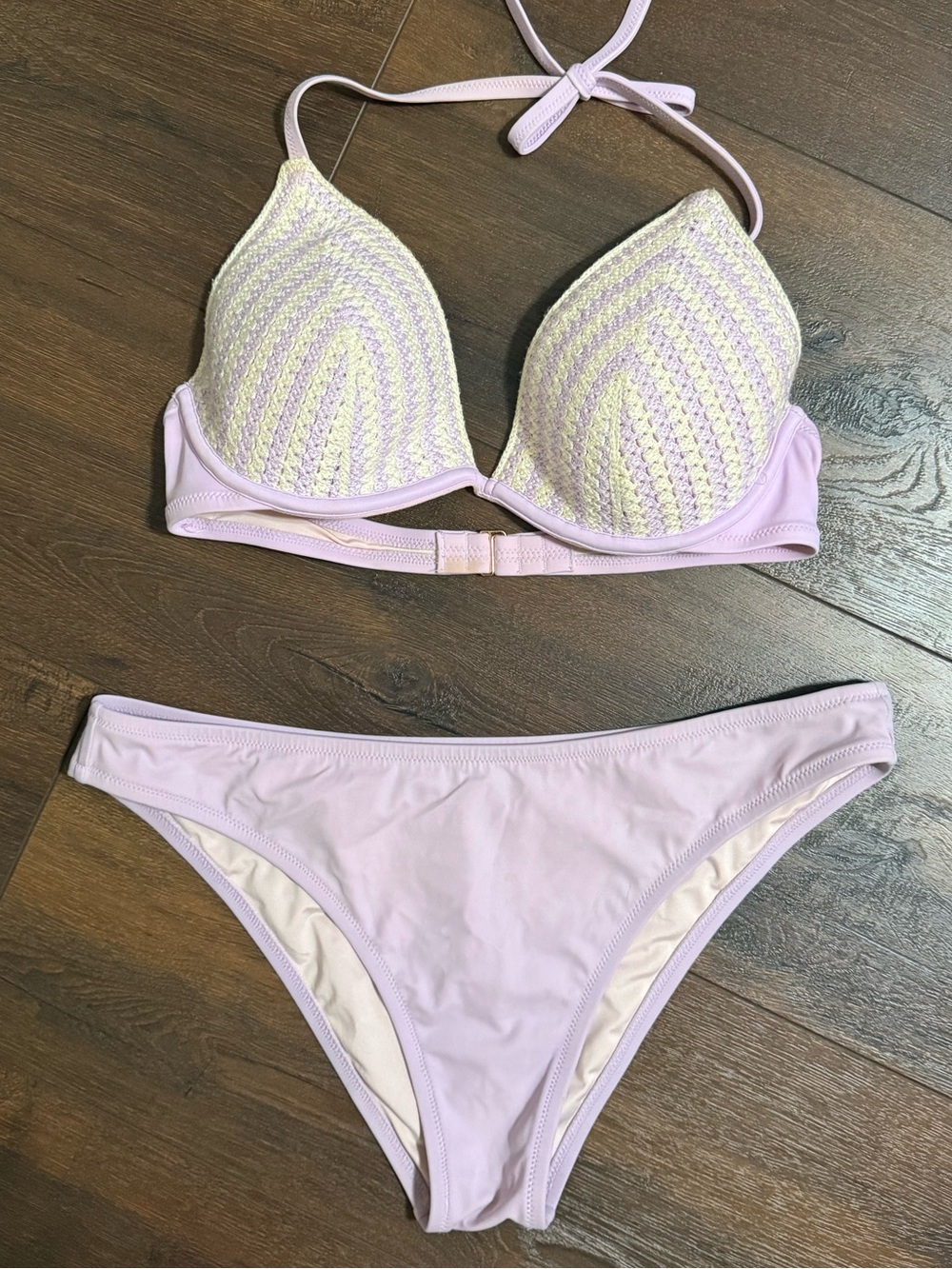 Shade & Shore Lavender Crochet Trim Two-Piece Bikini Set